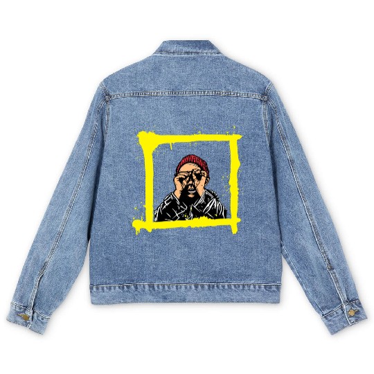 Yellow Brown Red Colorful Graffiti Illustration Men's Denim Jackets