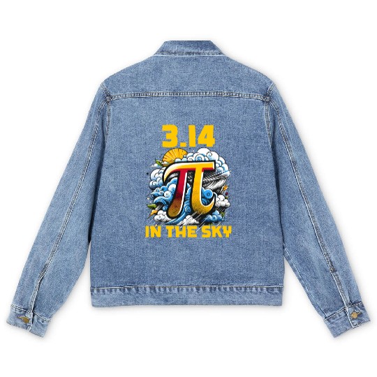 Funny Pi Day 2024 3,14 Pi Number Symbol Math Men's Denim Jackets