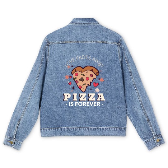 Pizza Is Forever Valentines Graphic Men's Denim Jackets