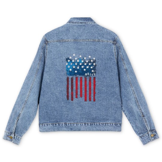 Flag America Typography Men's Denim Jackets Design