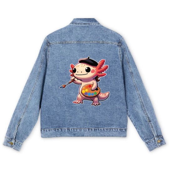 Painter Art Artist Axolotl Men's Denim Jackets
