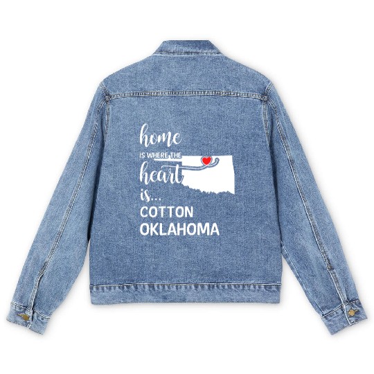 Cotton County Oklahoma Is Where My Heart Is Gift Men's Denim Jackets