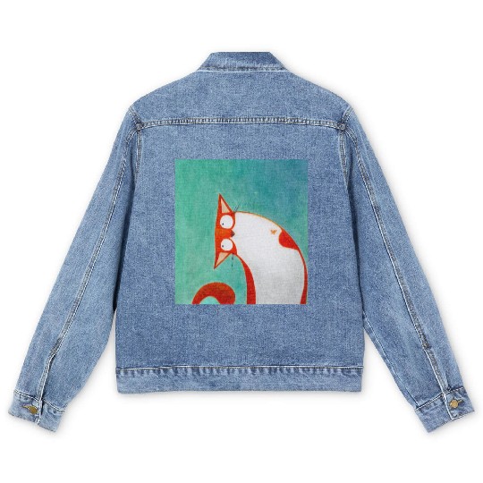 Kids Room Inspo, Newborn, Cartoon Cat, Nursery Art Men's Denim Jackets