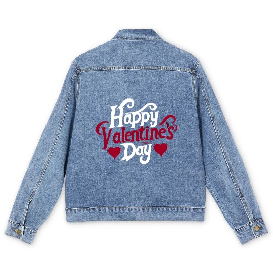 Typography Men's Denim Jackets Design Happy Valentine s Day