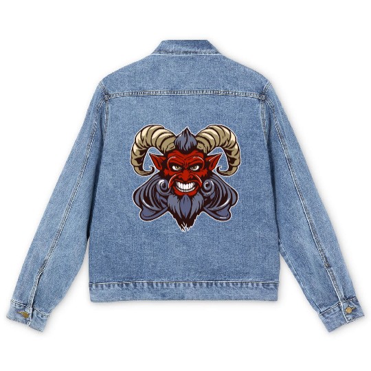 krampus devil head Men's Denim Jackets