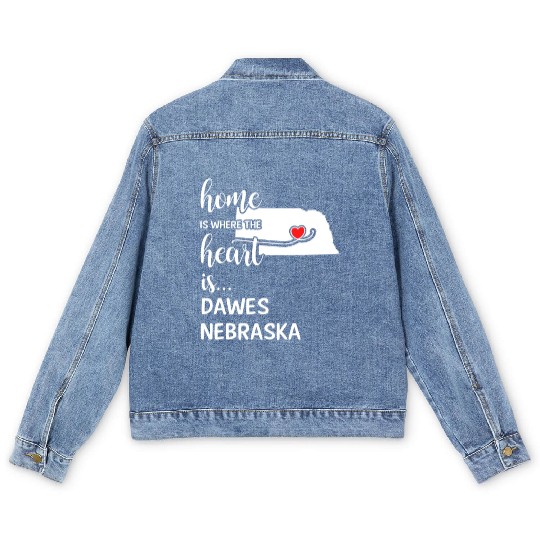 Dawes County Nebraska Is Where My Heart Is Gift Men's Denim Jackets
