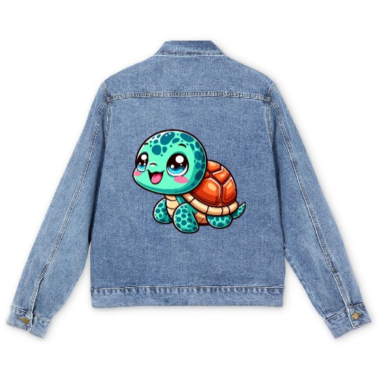 Graceful Sea Turtle Serenity Men's Denim Jackets