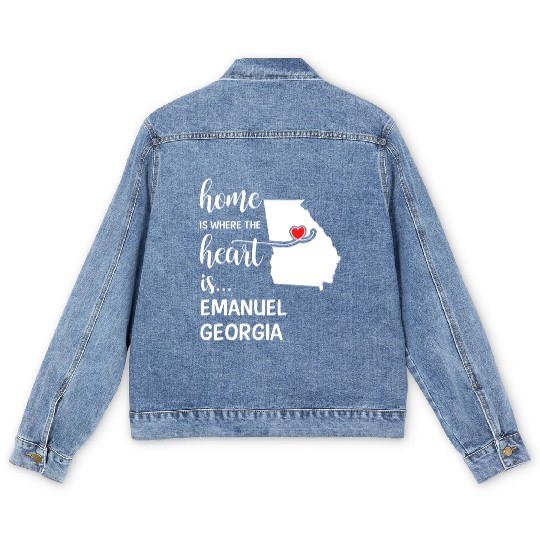 Emanuel County Georgia Is Where My Heart Is Cool Men's Denim Jackets