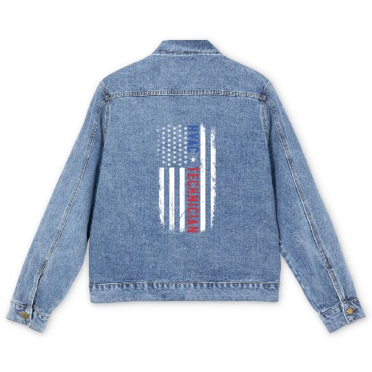 HVAC Technician US American Flag HVAC Mechanic Men's Denim Jackets