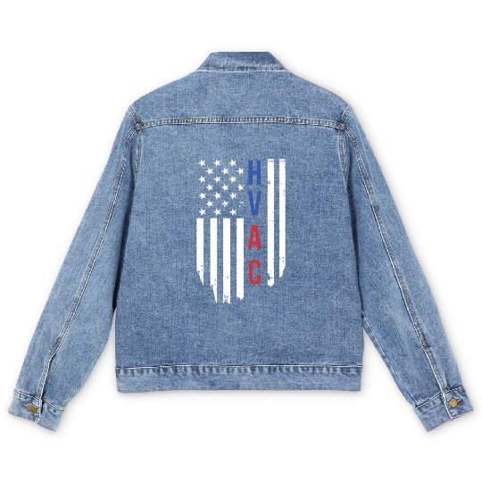 HVAC Technician US American Flag HVAC Mechanic Men's Denim Jackets