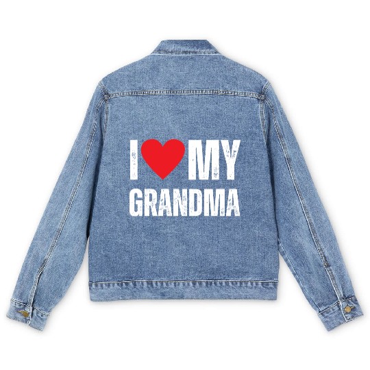 I Love My Grandma Men's Denim Jackets