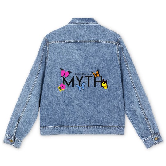 Impossible is a... Myth Hibiscus et papillon Men's Denim Jackets