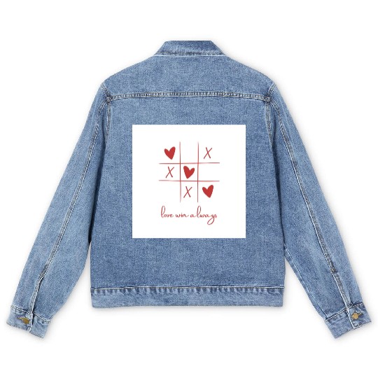 Beige Rouge Amour Saint Valentin Men's Denim Jackets