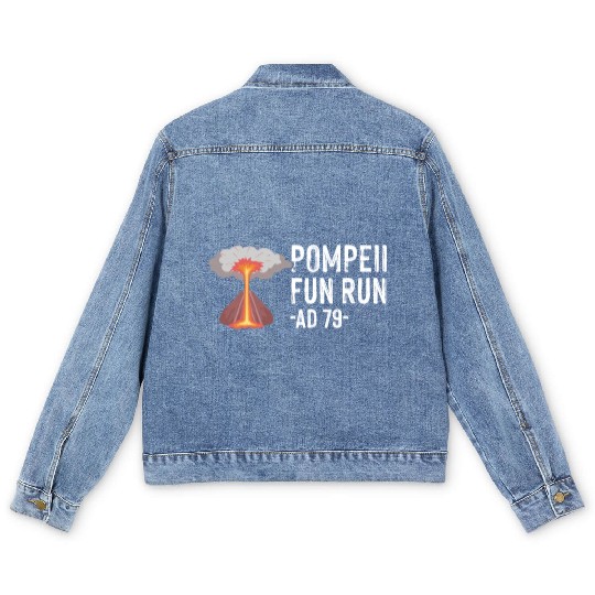 Pompeii Fun Run Italian Volcano Geeks Men's Denim Jackets