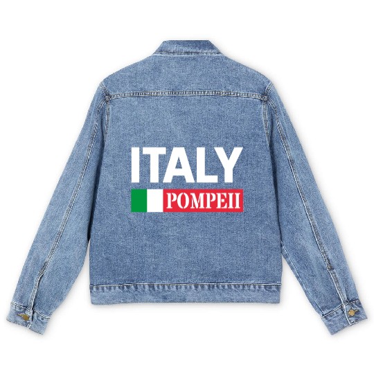 Italy Flag Pompeii Conservation Volcanic Eruption Men's Denim Jackets