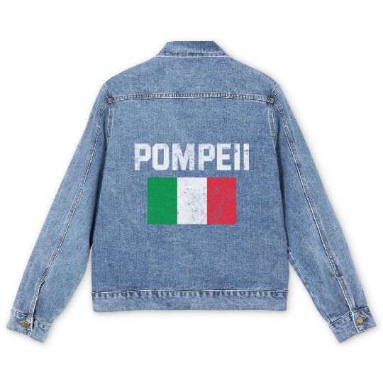 Pompeii Flag Italy Geology Men's Denim Jackets