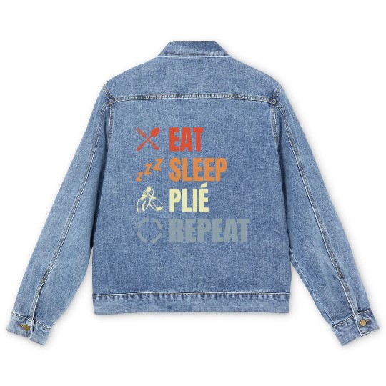 Eat Sleep Ballet Repeat Men's Denim Jackets