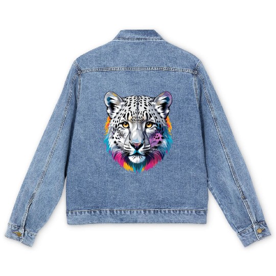 Snow Leopard Men's Denim Jackets