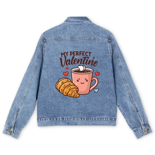 Coffee and Croissant | My Perfect Valentine Men's Denim Jackets
