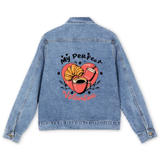 Coffee and Croissant | My Perfect Valentine Men's Denim Jackets