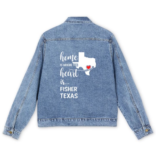 Fisher County Texas Is Where My Heart Is Gift Men's Denim Jackets
