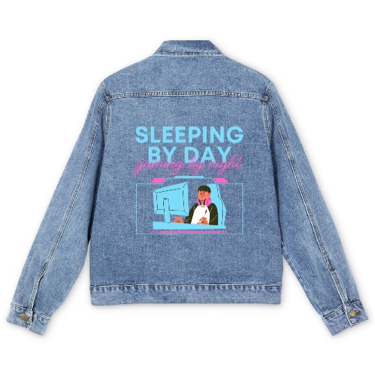 Sleeping By Day Gaming By Night Men's Denim Jackets