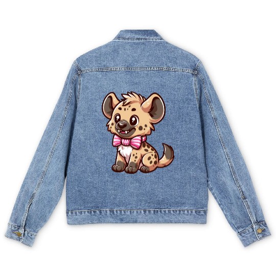 Playful Hyena Cartoon Men's Denim Jackets
