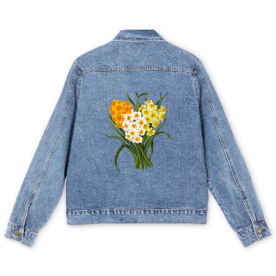 Daffodil Bunch Daffodils He Daffodil Men's Denim Jackets