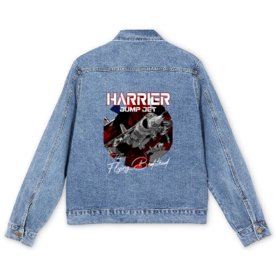 Harrier Jump Jet Military Fighter Flugzeug Men's Denim Jackets