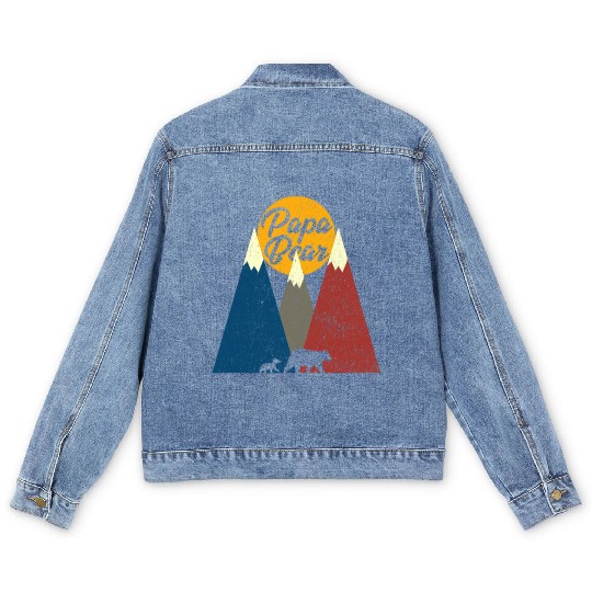 Papa Bear and Cub Outdoor Animal Lover Fathers Day Men's Denim Jackets