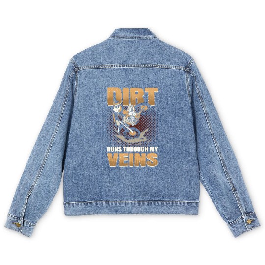 Dirt Runs Through My Veins Motocross Dirt Bike Men's Denim Jackets