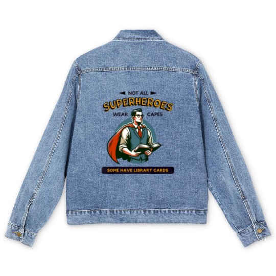 Superhero Librarian - Library Card Men's Denim Jackets