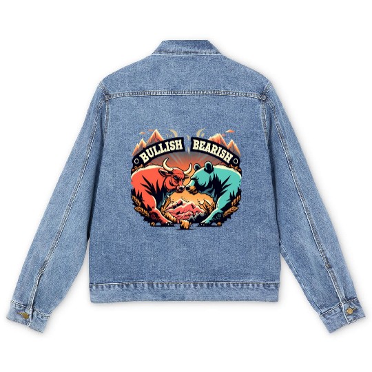 Bitcoin Bullish Versus Bearish Market Men's Denim Jackets