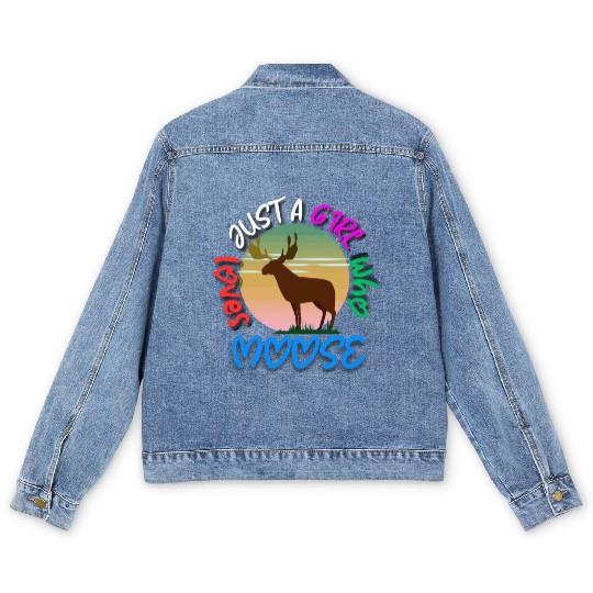 just a girl who loves moose Men's Denim Jackets