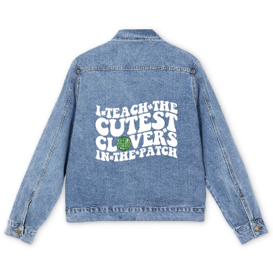 I Teach The Cutest Clovers In The Patch Disco Ball Men's Denim Jackets