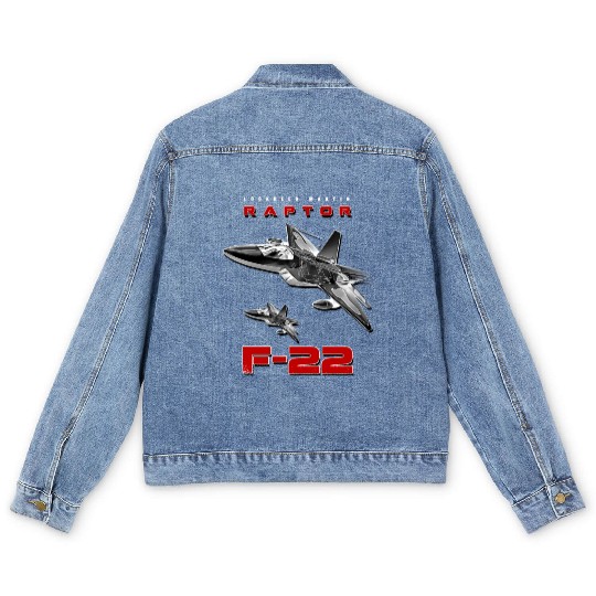 F-22 Raptor Fighterjet Us Air Force Warbird Men's Denim Jackets