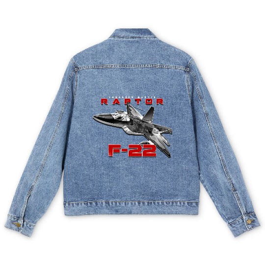 F-22 Raptor Fighterjet Us Air Force Warbird Men's Denim Jackets