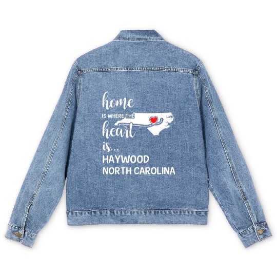 Haywood County North Carolina Is Where My Heart Is Men's Denim Jackets