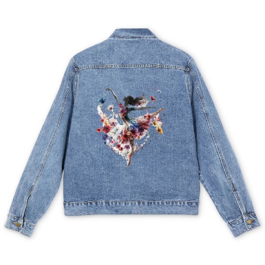 transparent ballet girl world ballet day Men's Denim Jackets