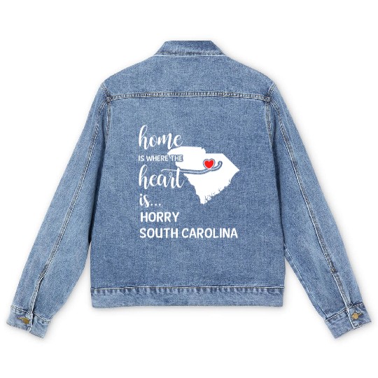 Horry County South Carolina Is Where My Heart Is Men's Denim Jackets