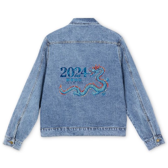 Dragon's Roar: Year of the Dragon 2024 Red Men's Denim Jackets