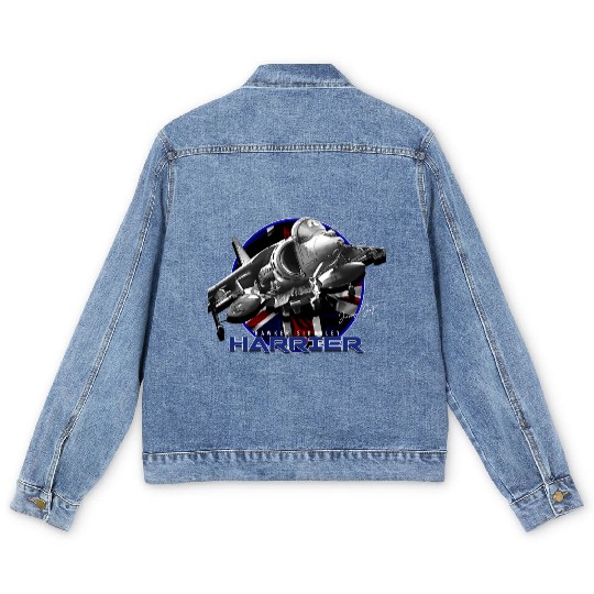 Harrier Jump Jet Royal Air Force Fighterjet Men's Denim Jackets
