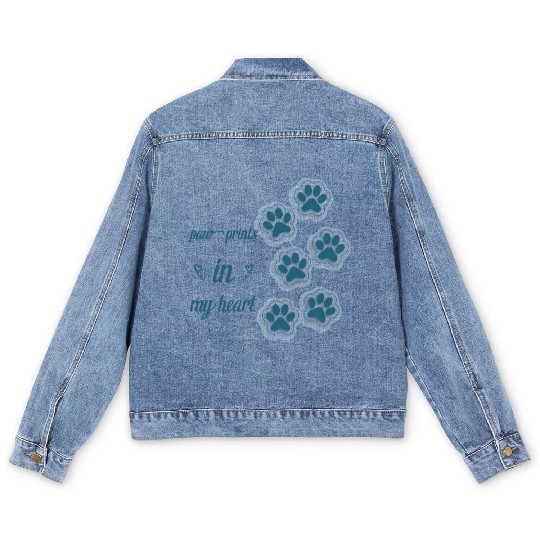 paw prints in my heart Men's Denim Jackets