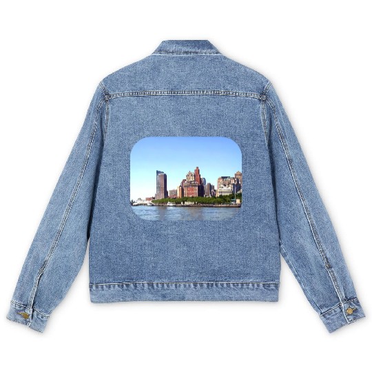 Manhattan NY - Manhattan Skyline on a Clear Day Men's Denim Jackets