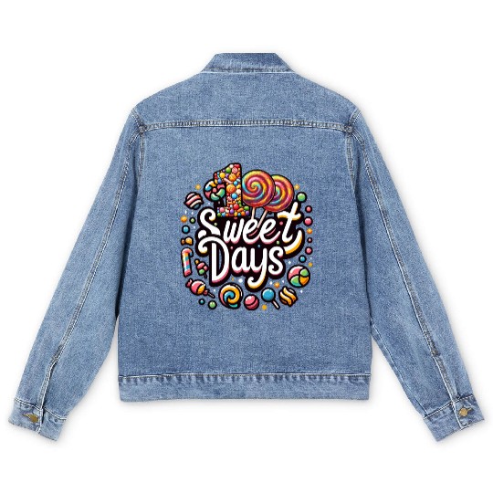 School Men's Denim Jackets, 100 Sweet Days Cute Candies