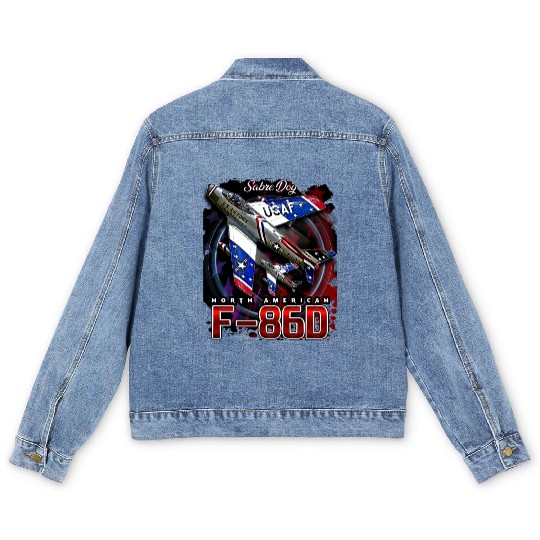 F86D Sabre Dog Vintage Us Air Force Fighter Aircra Men's Denim Jackets