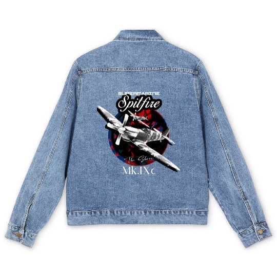 Supermarine Spitfire MK.IXc WW2 Fighter Plane Men's Denim Jackets