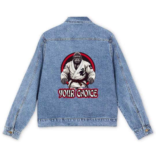 Martial Arts Gorilla BJJ Fighter Jiu-Jitsu Men's Denim Jackets