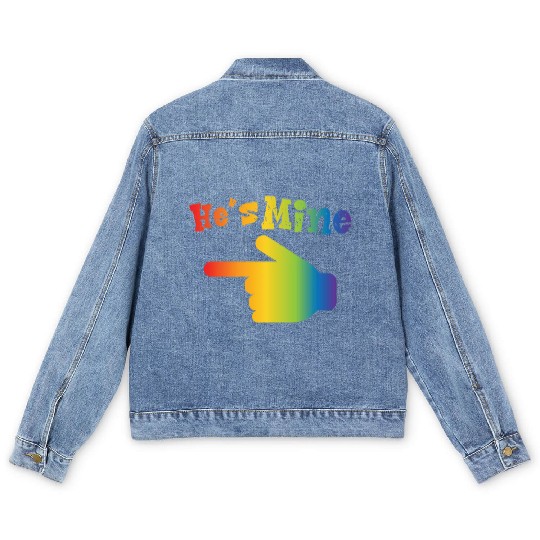 He s Mine LGBT Pride Couple Matching Gay Lesbian Men's Denim Jackets