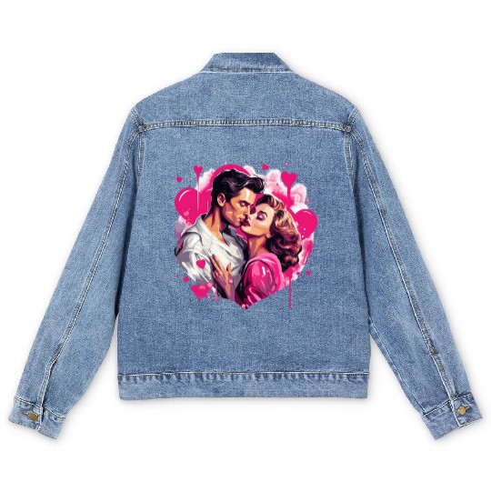Valentine's Day, Hollywood Lovers Vintage Poster Men's Denim Jackets